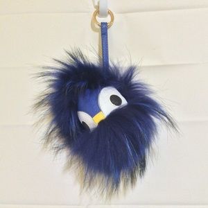Blue real fox fur key chain Fendi look alike